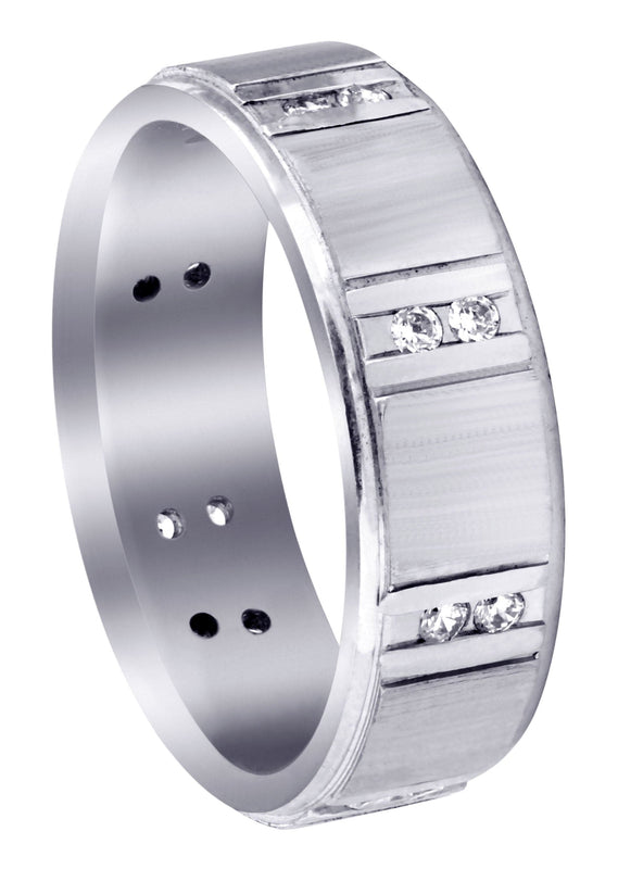 Diamond Mens Wedding Band | 0.32 Carats | Cross Satin Finish (Corey)
