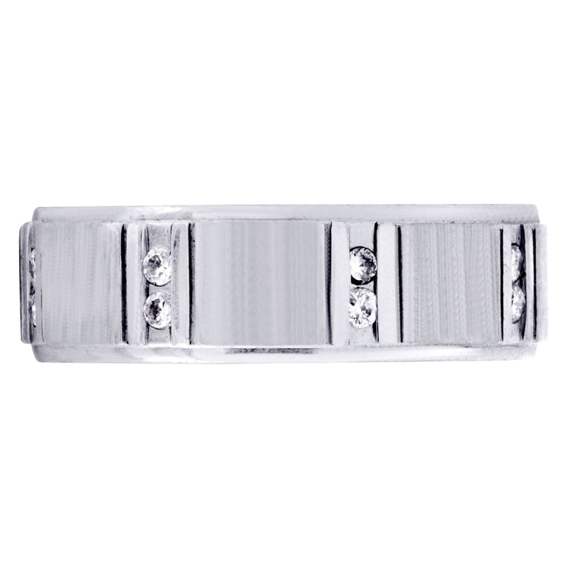 Diamond Mens Wedding Band | 0.32 Carats | Cross Satin Finish (Corey)
