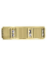 Yellow Gold Diamond Mens Wedding Band | 0.32 Carats | Cross Satin Finish (Corey)