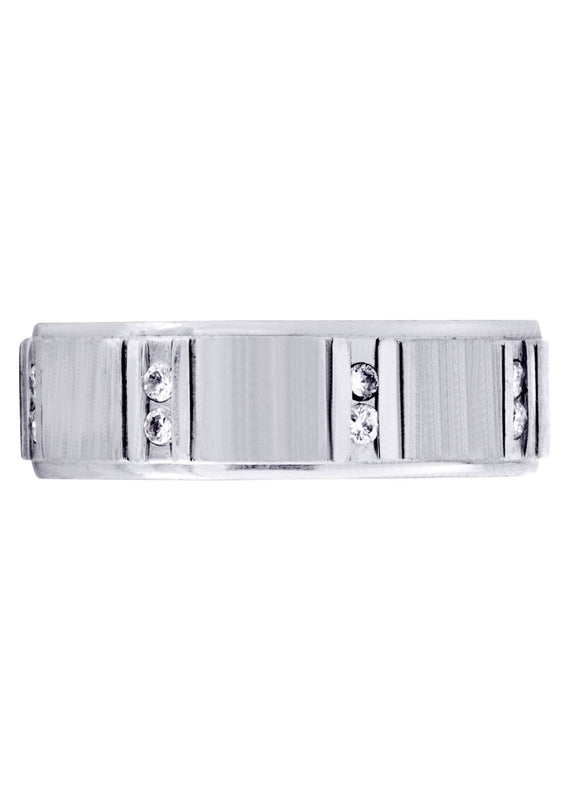 Diamond Mens Wedding Band | 0.32 Carats | Cross Satin Finish (Corey)