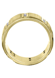 Yellow Gold Diamond Mens Wedding Band | 0.32 Carats | Cross Satin Finish (Corey)