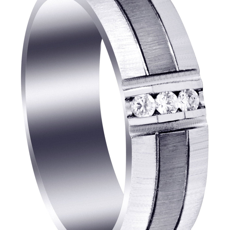 Diamond Mens Engagement Ring | 0.09 Carats | Cross Satin Finish (Braden)