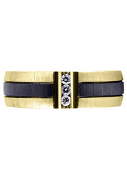 Yellow Gold Diamond Mens Engagement Ring | 0.09 Carats | Cross Satin Finish (Braden)