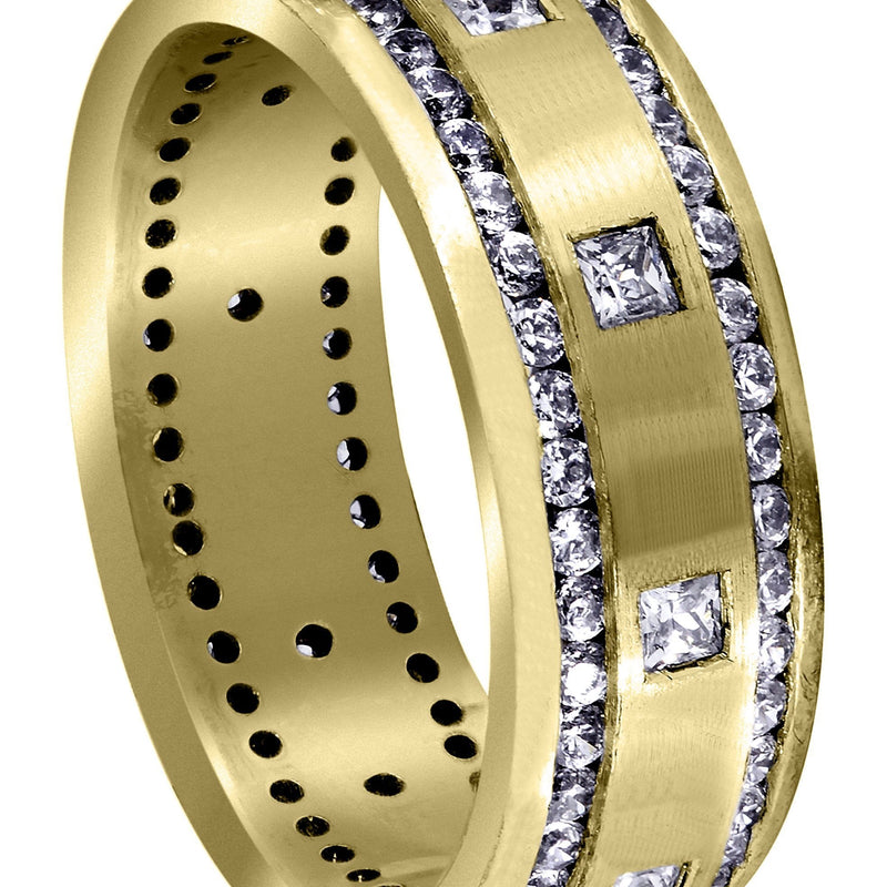 Yellow Gold Diamond Mens Wedding Band | 1.04 Carats | Satin Finish (Armando)
