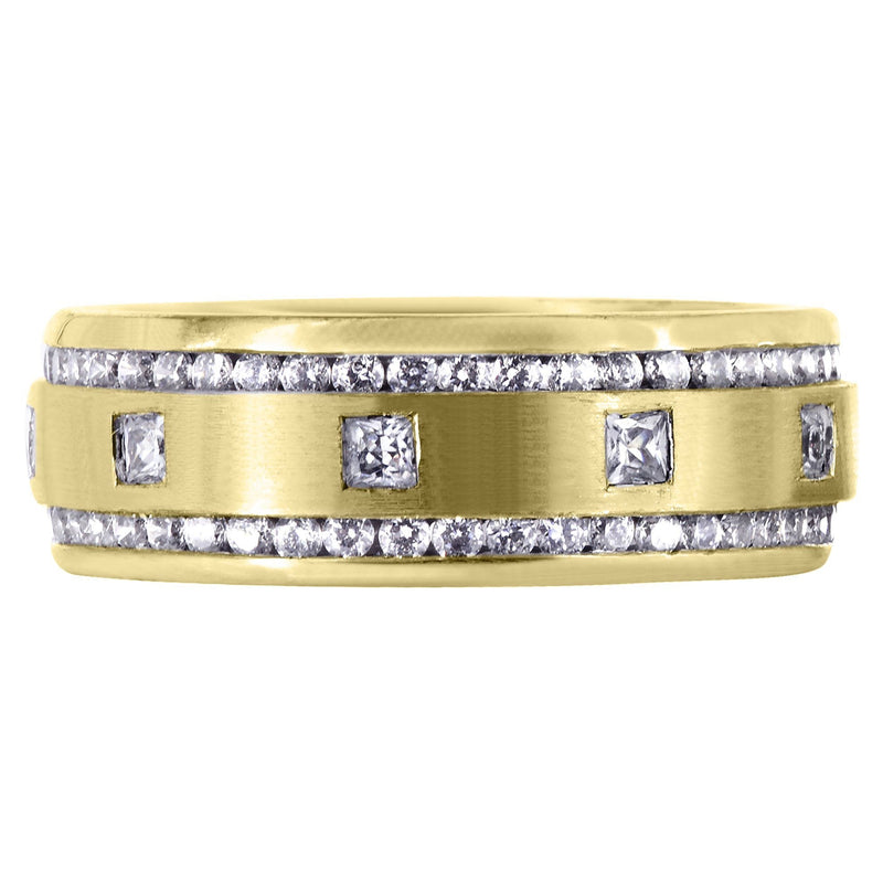 Yellow Gold Diamond Mens Wedding Band | 1.04 Carats | Satin Finish (Armando)