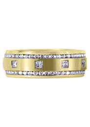 Yellow Gold Diamond Mens Wedding Band | 1.04 Carats | Satin Finish (Armando)