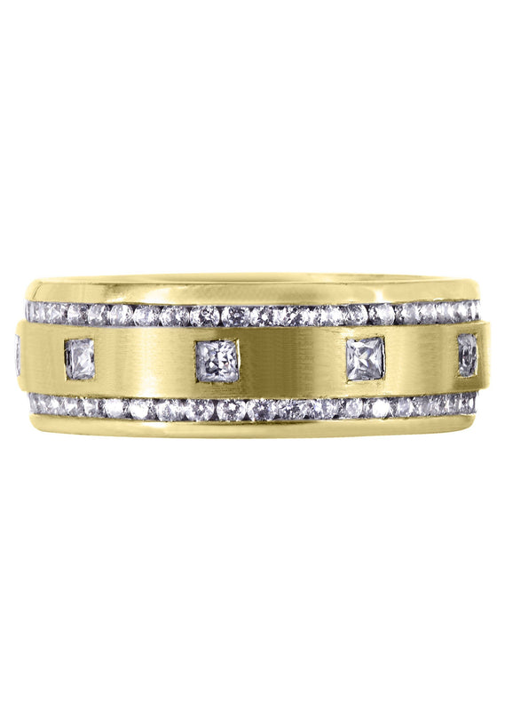 Yellow Gold Diamond Mens Wedding Band | 1.04 Carats | Satin Finish (Armando)