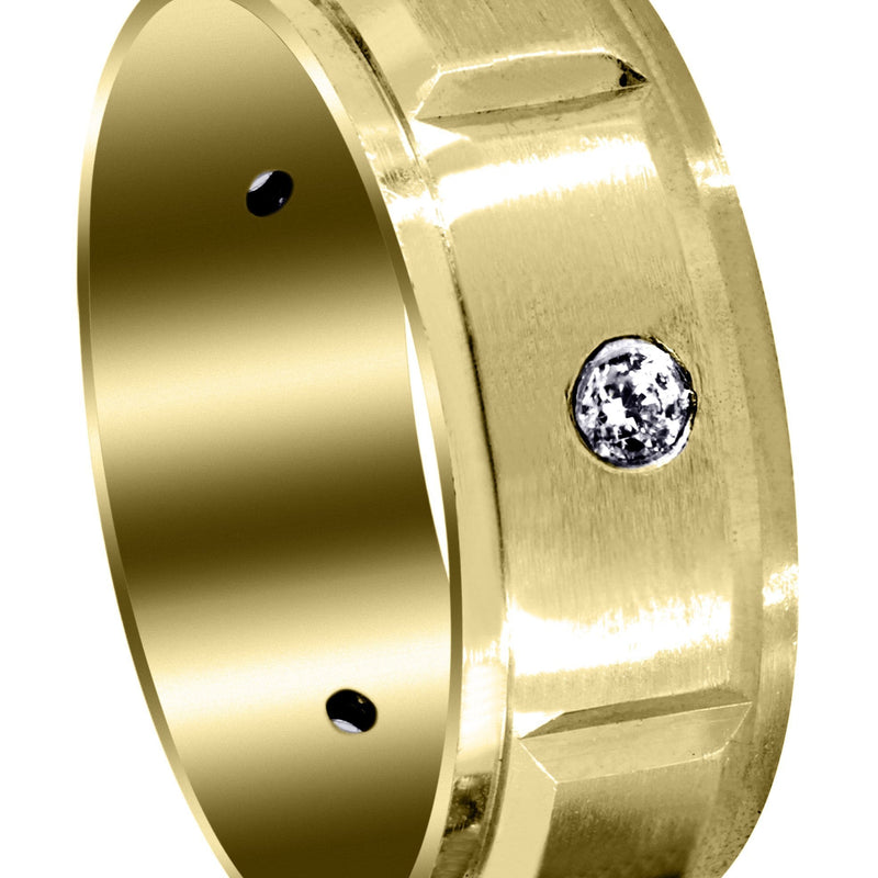 Yellow Gold Diamond Mens Wedding Band | 0.3 Carats | Satin Finish (Braylen)