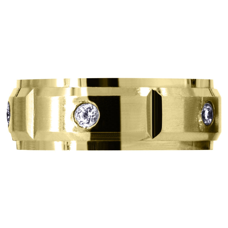 Yellow Gold Diamond Mens Wedding Band | 0.3 Carats | Satin Finish (Braylen)
