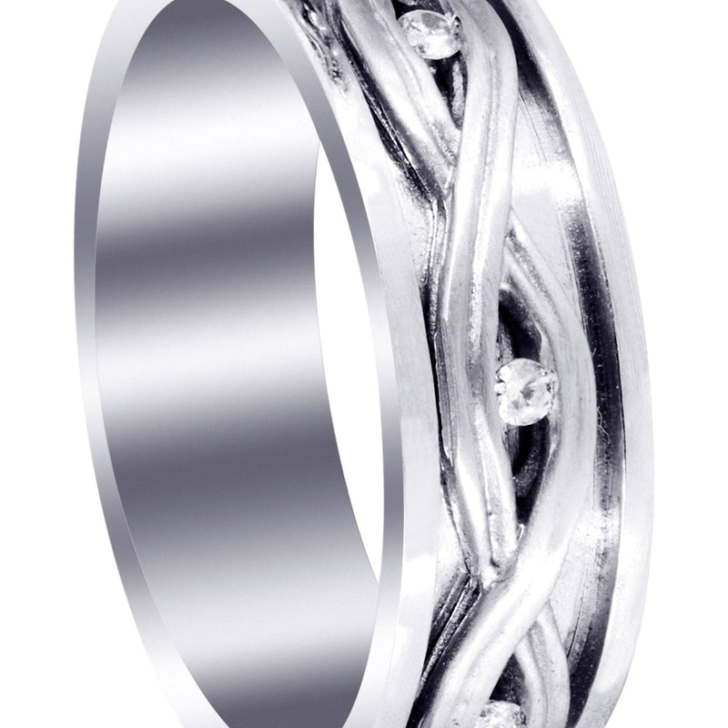 Diamond Unique Mens Wedding Band | 0.21 Carats | Satin Finish (Dexter)