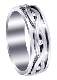 Diamond Unique Mens Wedding Band | 0.21 Carats | Satin Finish (Dexter)