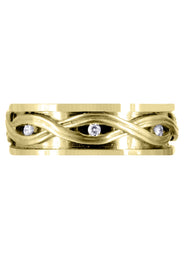 Yellow Gold Diamond Unique Mens Wedding Band | 0.21 Carats | Satin Finish (Dexter)