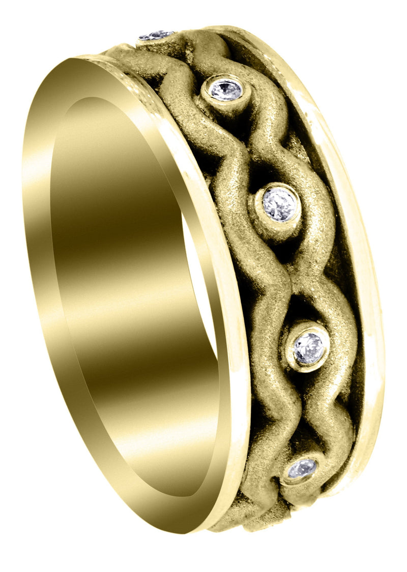 Yellow Gold Unique Mens Wedding Band | 0.22 Carats | Sand Blast Finish (Phillip)