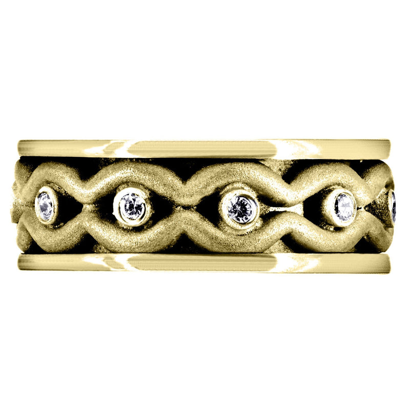 Yellow Gold Unique Mens Wedding Band | 0.22 Carats | Sand Blast Finish (Phillip)