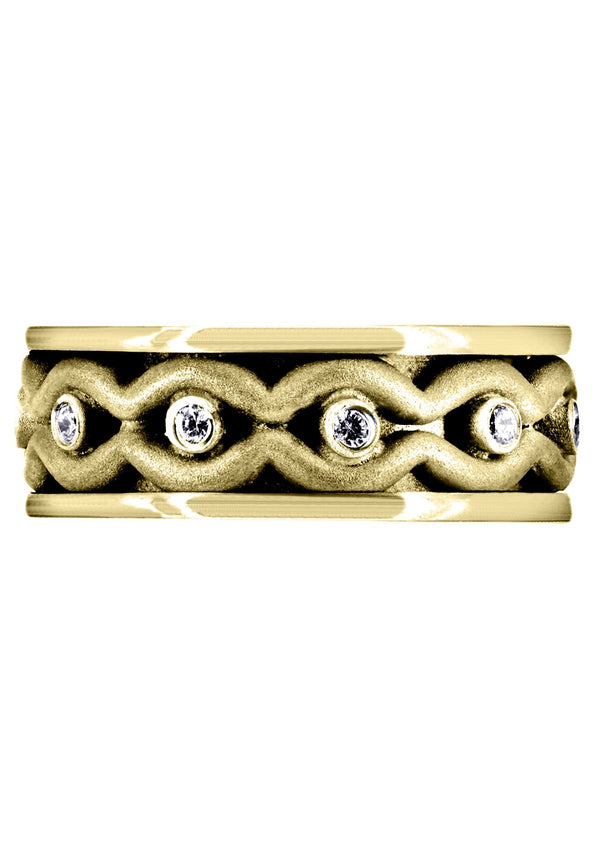 Yellow Gold Unique Mens Wedding Band | 0.22 Carats | Sand Blast Finish (Phillip)