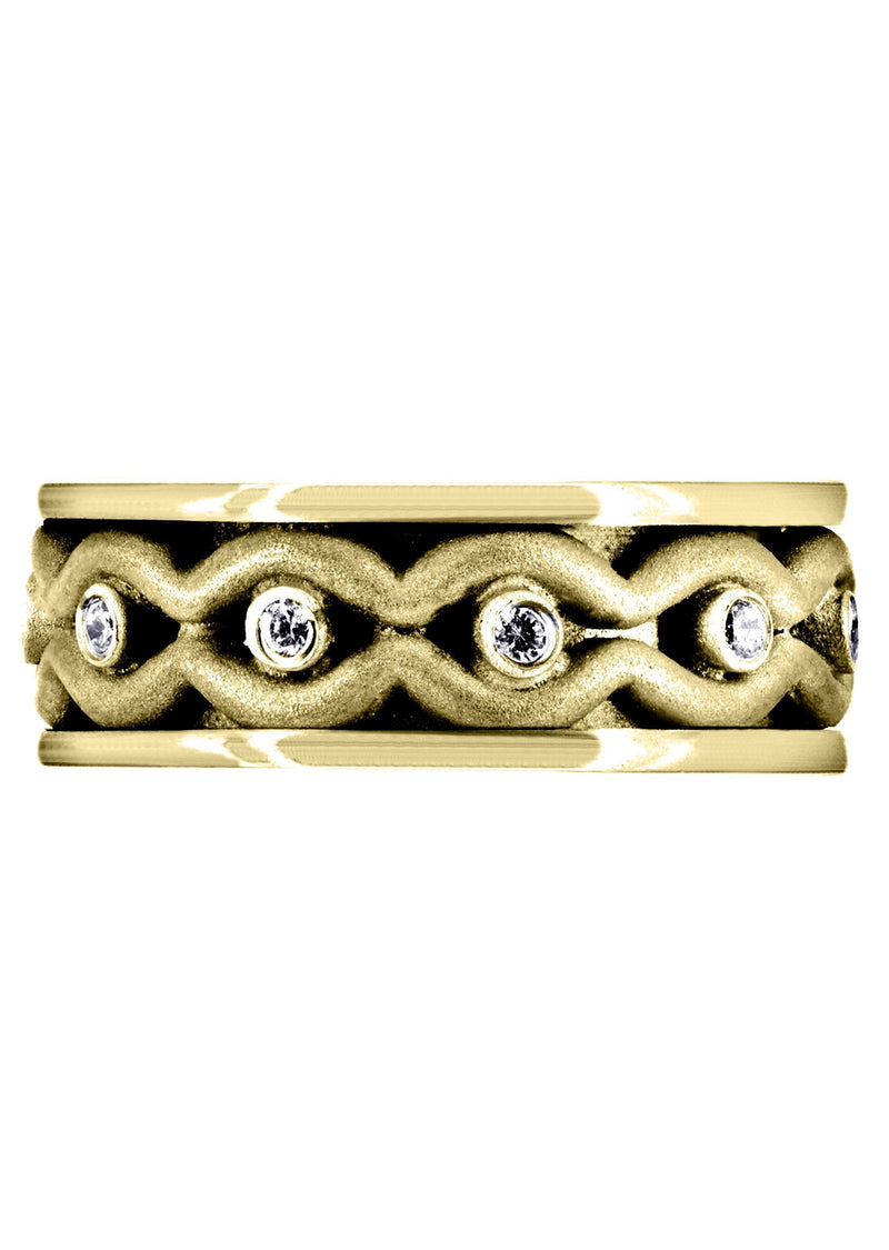 Yellow Gold Unique Mens Wedding Band | 0.22 Carats | Sand Blast Finish (Phillip)