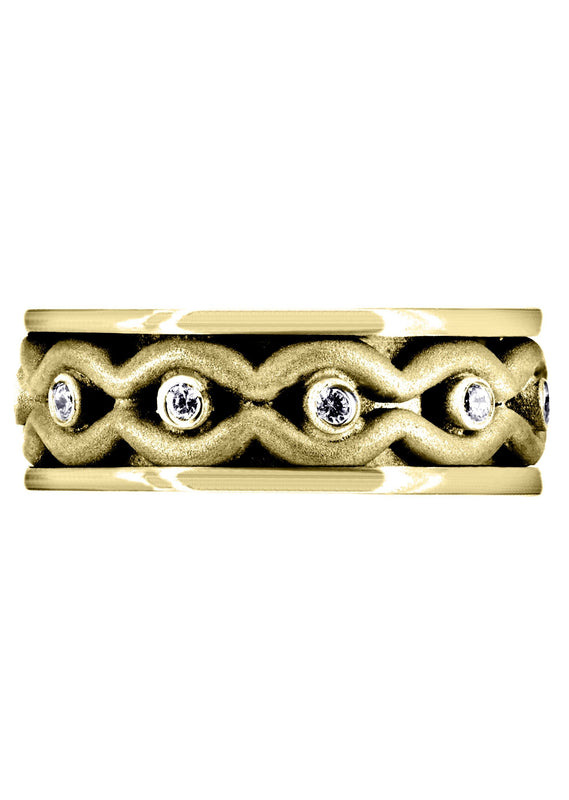 Yellow Gold Unique Mens Wedding Band | 0.22 Carats | Sand Blast Finish (Phillip)