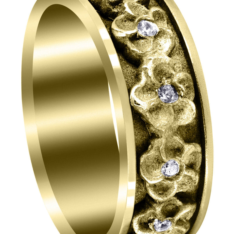 Yellow Gold Unique Mens Wedding Band | 0.19 Carats | Sand Blast Finish (Jaxton)
