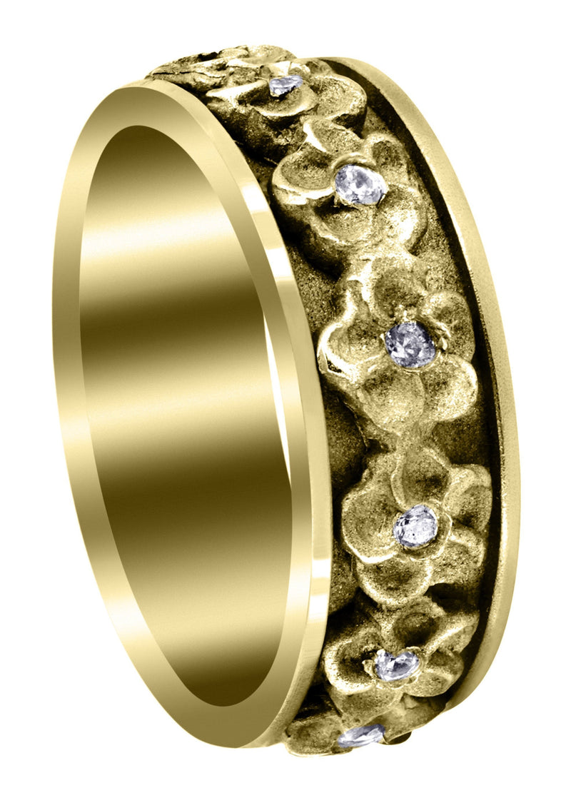 Yellow Gold Unique Mens Wedding Band | 0.19 Carats | Sand Blast Finish (Jaxton)