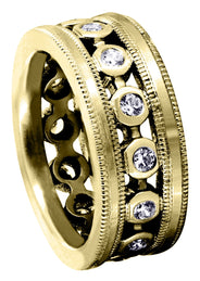 Yellow Gold Unique Mens Wedding Band | 0.42 Carats | Satin Finish (Theo)
