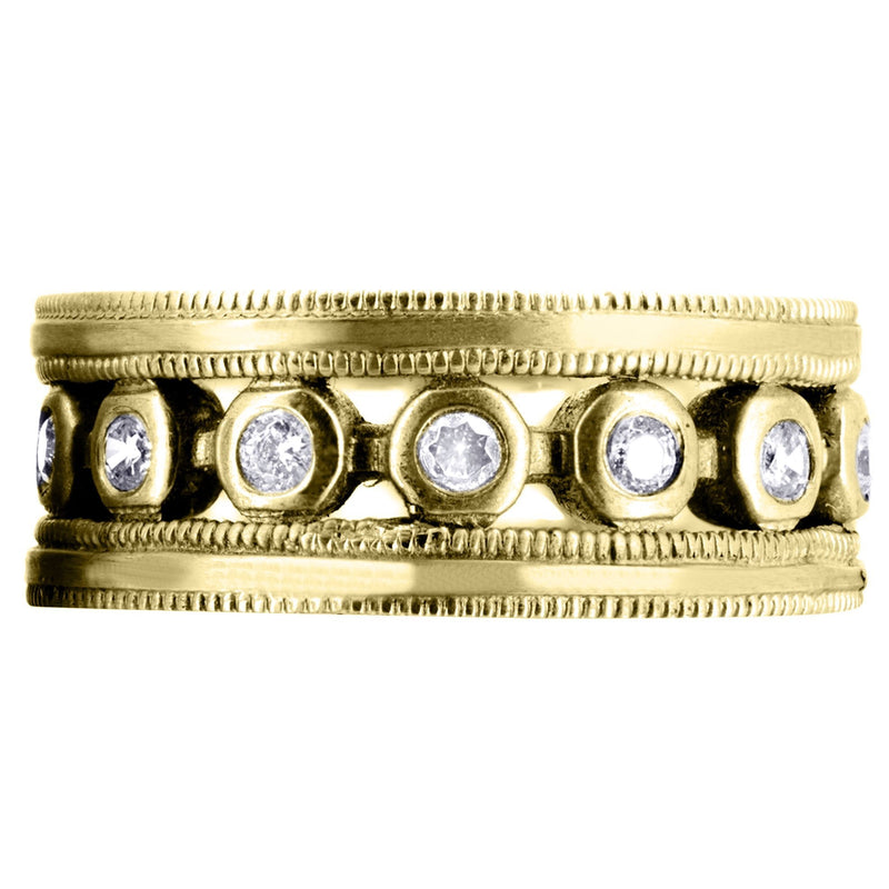 Yellow Gold Unique Mens Wedding Band | 0.42 Carats | Satin Finish (Theo)