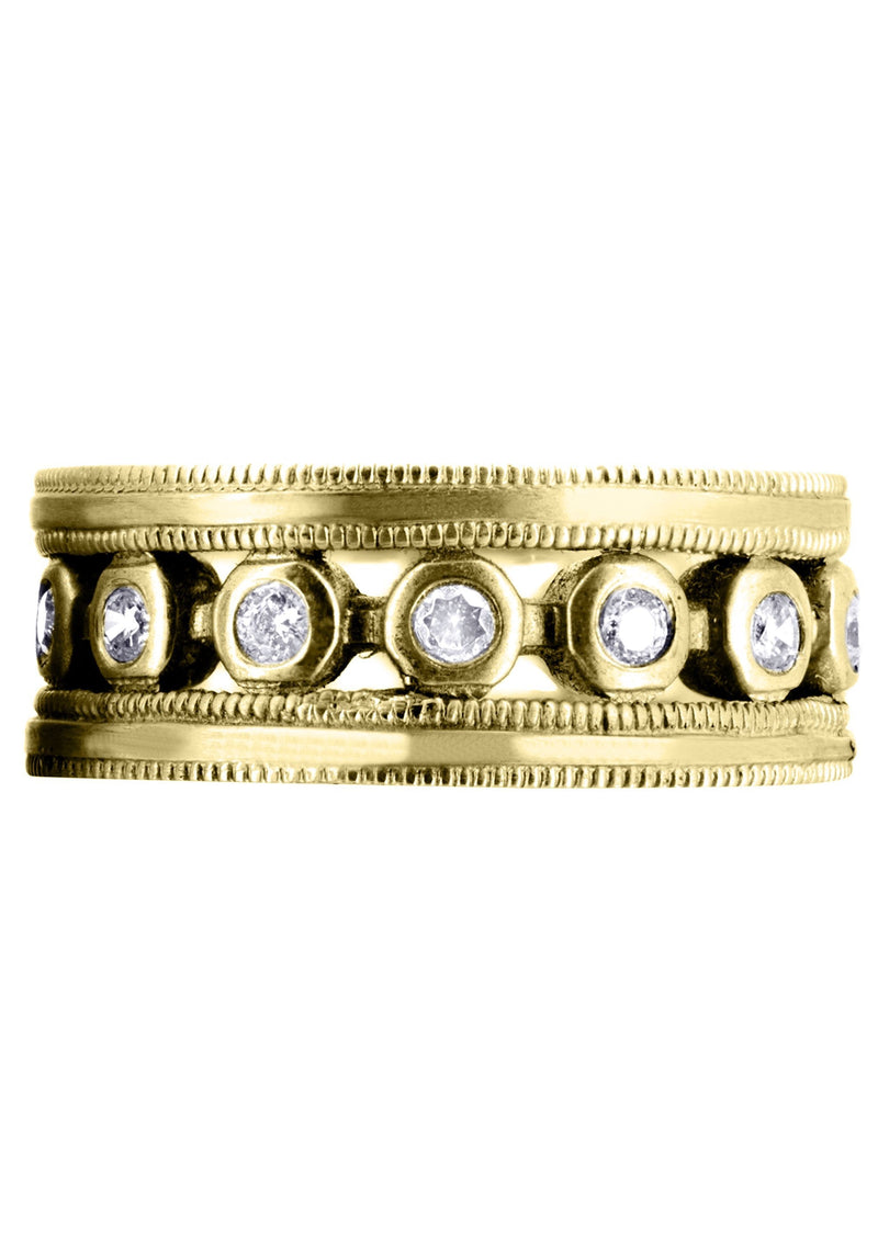 Yellow Gold Unique Mens Wedding Band | 0.42 Carats | Satin Finish (Theo)