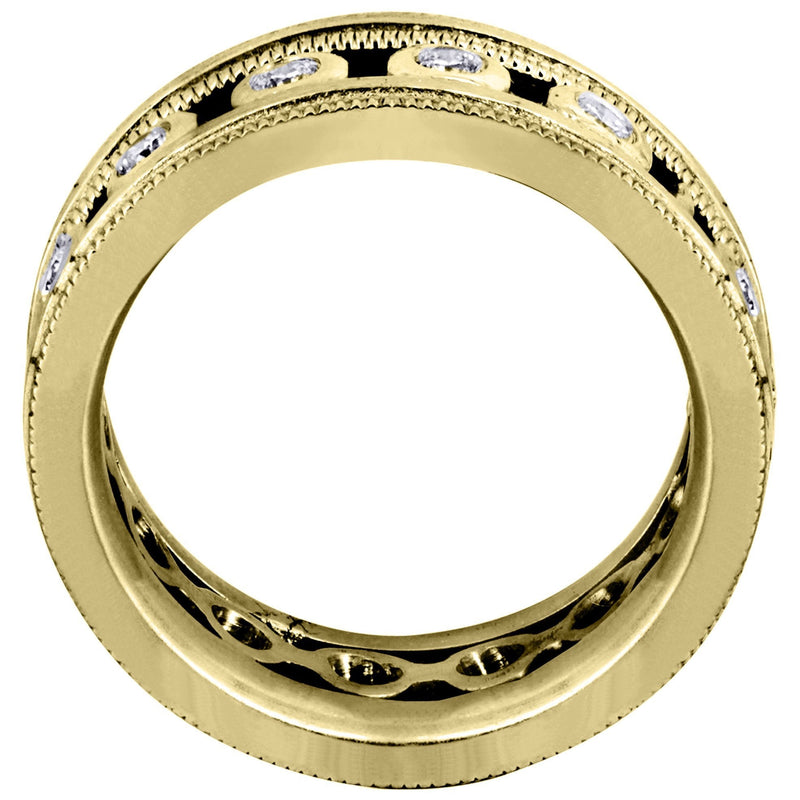 Yellow Gold Unique Mens Wedding Band | 0.42 Carats | Satin Finish (Theo)