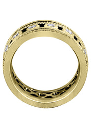 Yellow Gold Unique Mens Wedding Band | 0.42 Carats | Satin Finish (Theo)