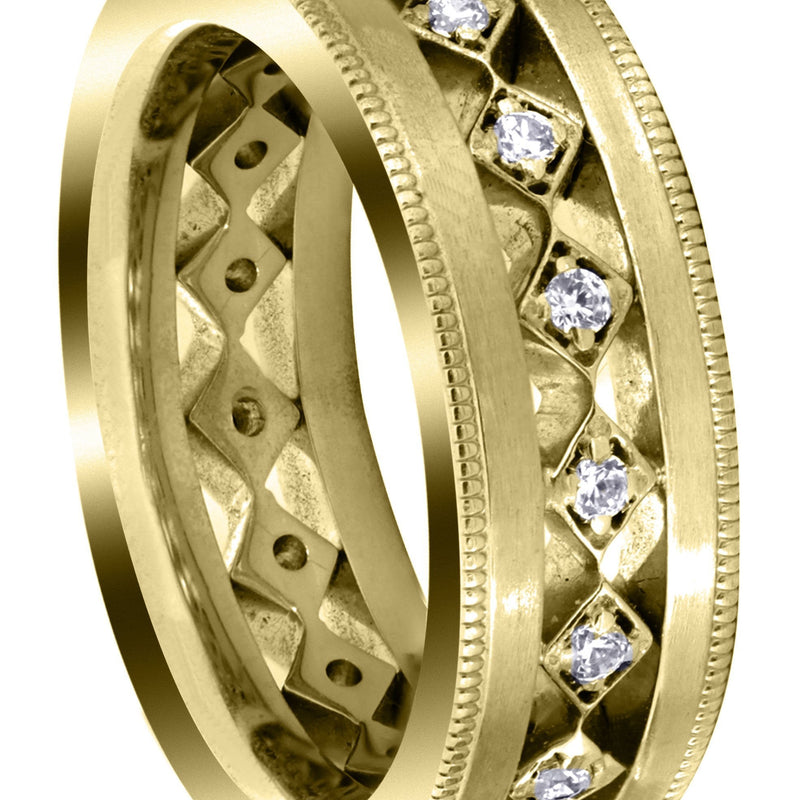 Yellow Gold Diamond Mens Wedding Band | 0.25 Carats | Satin Finish (Jayson)