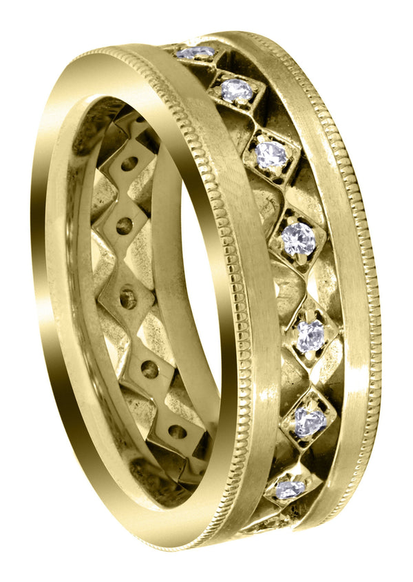 Yellow Gold Diamond Mens Wedding Band | 0.25 Carats | Satin Finish (Jayson)