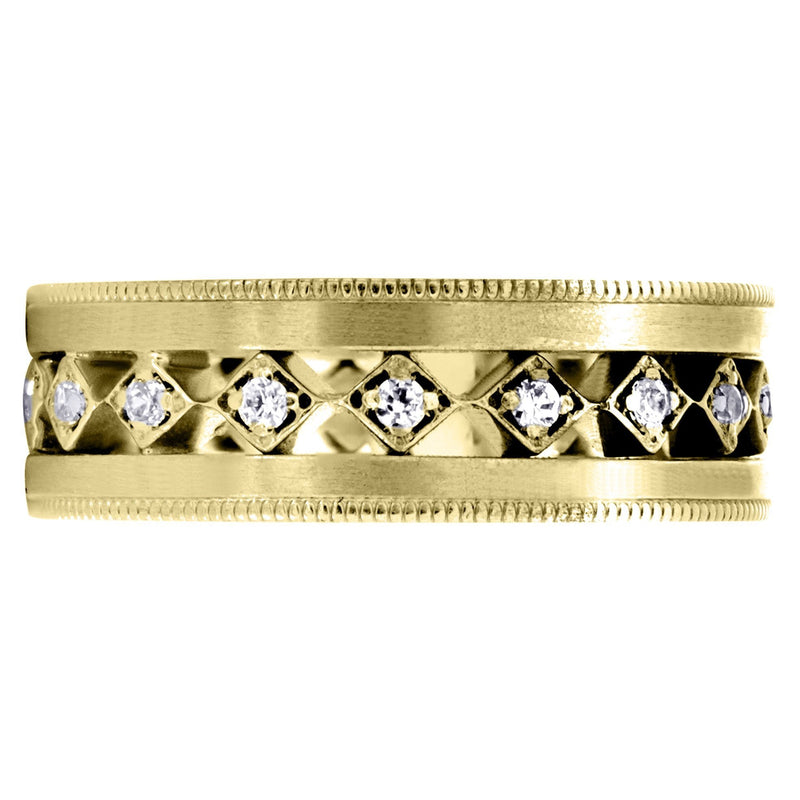 Yellow Gold Diamond Mens Wedding Band | 0.25 Carats | Satin Finish (Jayson)