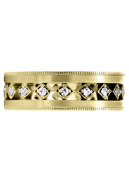 Yellow Gold Diamond Mens Wedding Band | 0.25 Carats | Satin Finish (Jayson)