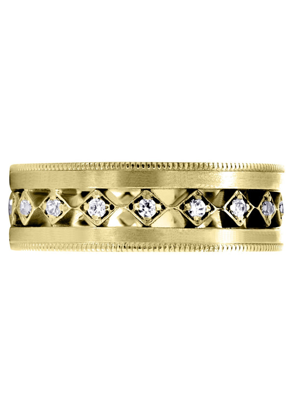 Yellow Gold Diamond Mens Wedding Band | 0.25 Carats | Satin Finish (Jayson)