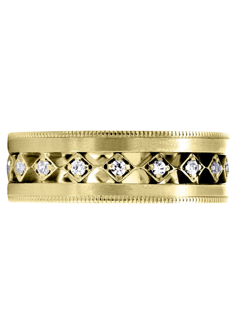 Yellow Gold Diamond Mens Wedding Band | 0.25 Carats | Satin Finish (Jayson)