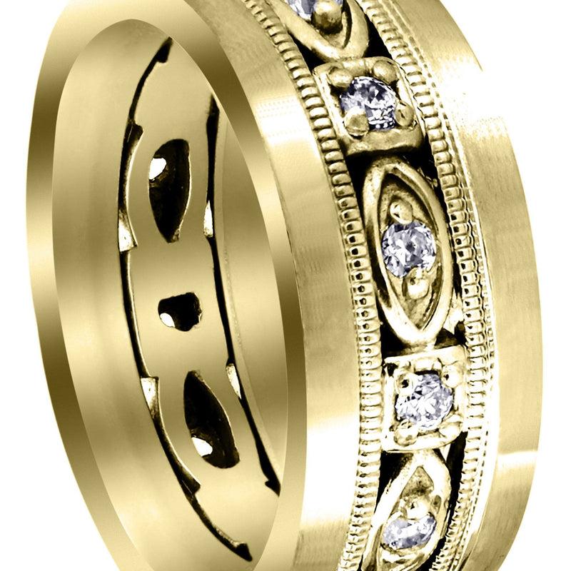 Yellow Gold Diamond Mens Wedding Band | 0.28 Carats | Satin Finish (Marcos)