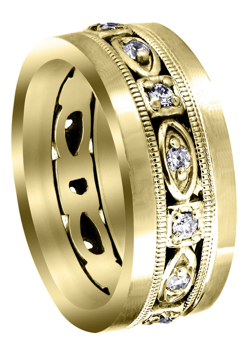 Yellow Gold Diamond Mens Wedding Band | 0.28 Carats | Satin Finish (Marcos)