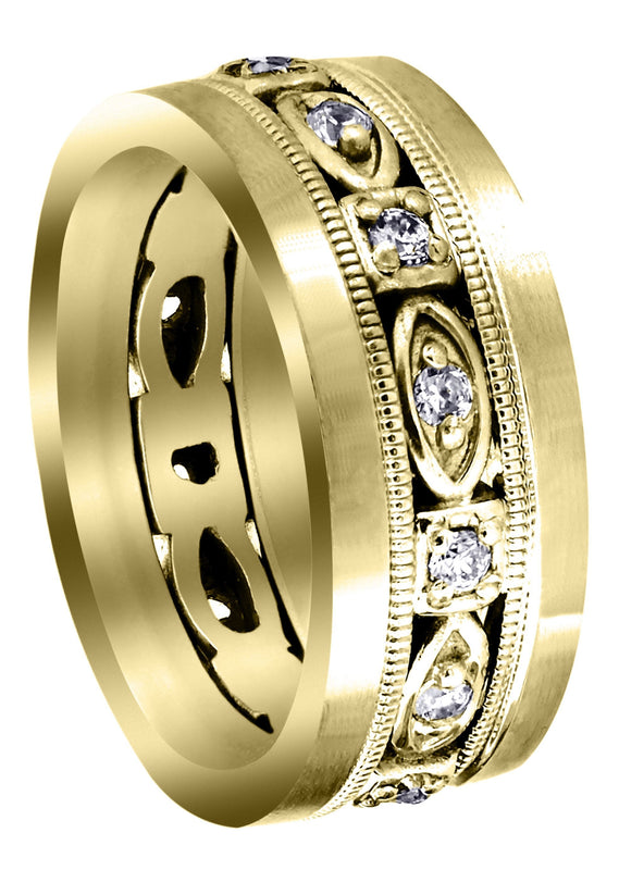 Yellow Gold Diamond Mens Wedding Band | 0.28 Carats | Satin Finish (Marcos)