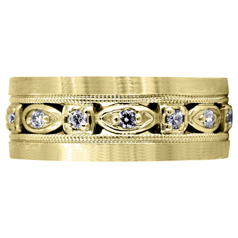 Yellow Gold Diamond Mens Wedding Band | 0.28 Carats | Satin Finish (Marcos)