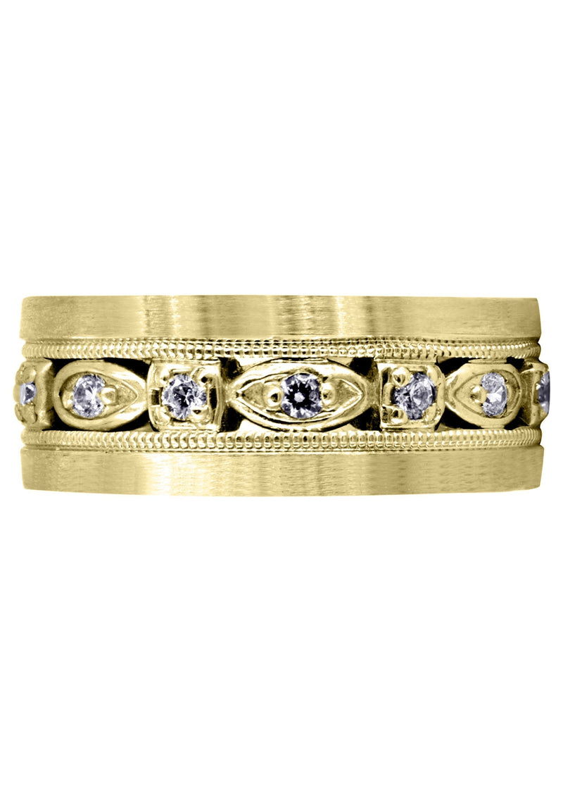 Yellow Gold Diamond Mens Wedding Band | 0.28 Carats | Satin Finish (Marcos)