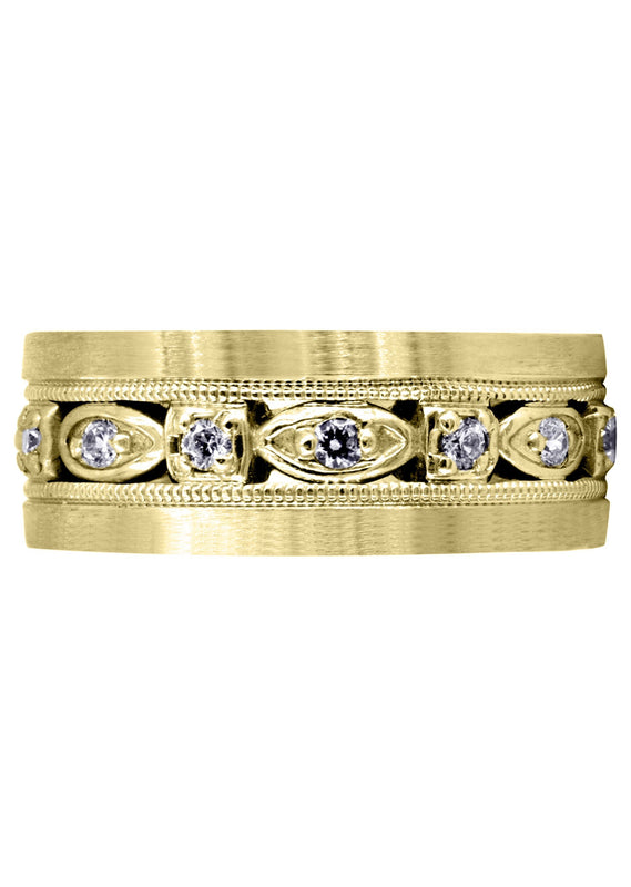 Yellow Gold Diamond Mens Wedding Band | 0.28 Carats | Satin Finish (Marcos)