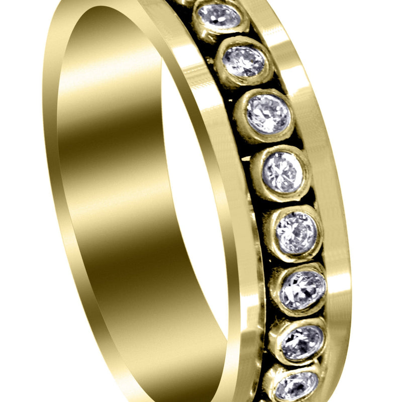 Yellow Gold Diamond Mens Wedding Band | 0.52 Carats | High Polish Finish (Finnegan)