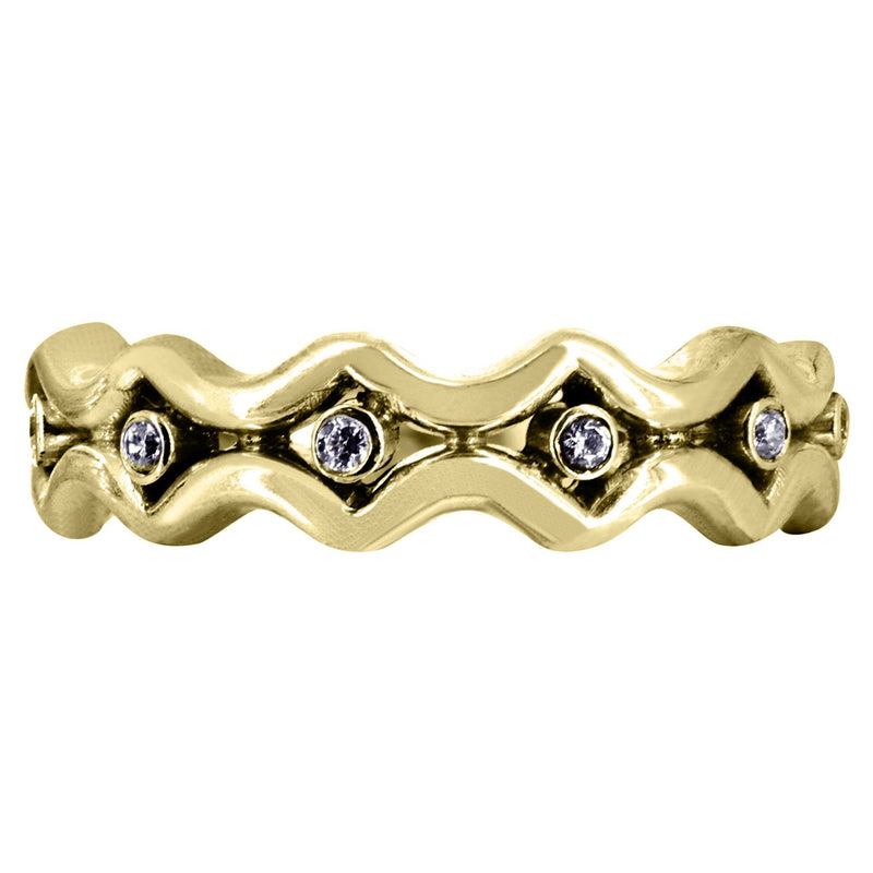 Yellow Gold Diamond Unique Mens Wedding Band | 0.18 Carats | High Polish Finish (Bruce)