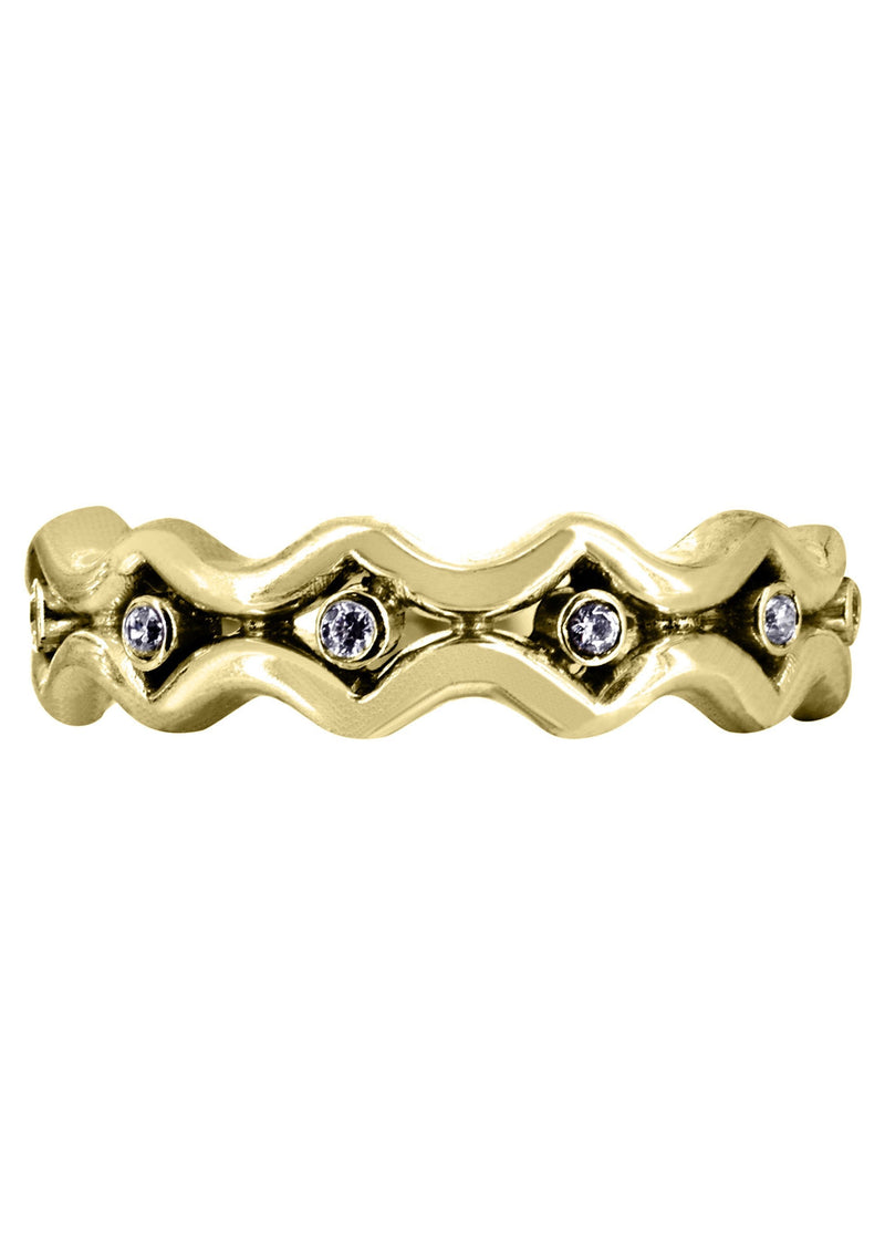 Yellow Gold Diamond Unique Mens Wedding Band | 0.18 Carats | High Polish Finish (Bruce)