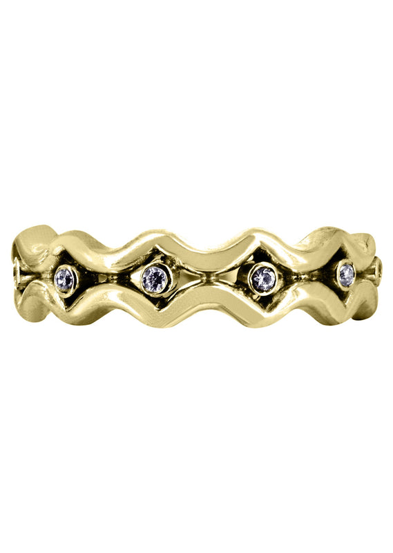 Yellow Gold Diamond Unique Mens Wedding Band | 0.18 Carats | High Polish Finish (Bruce)
