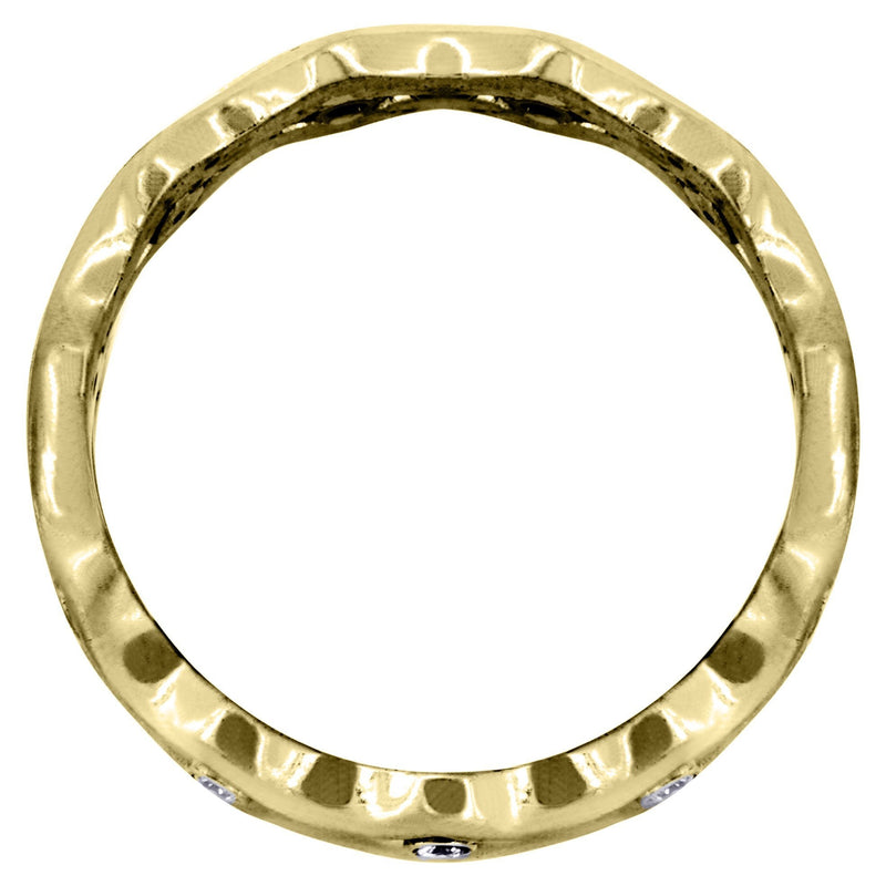 Yellow Gold Diamond Unique Mens Wedding Band | 0.18 Carats | High Polish Finish (Bruce)