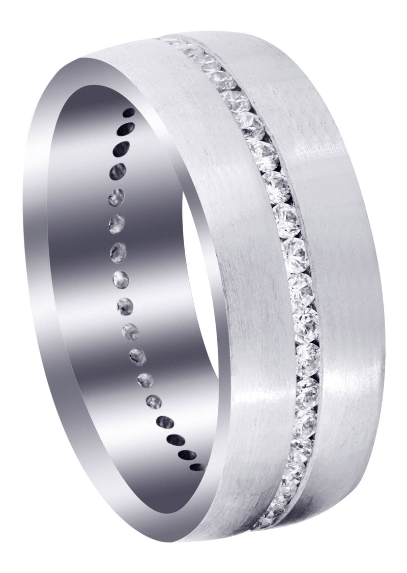 Diamond Mens Wedding Band | 1.41 Carats | Satin Finish (Russell)