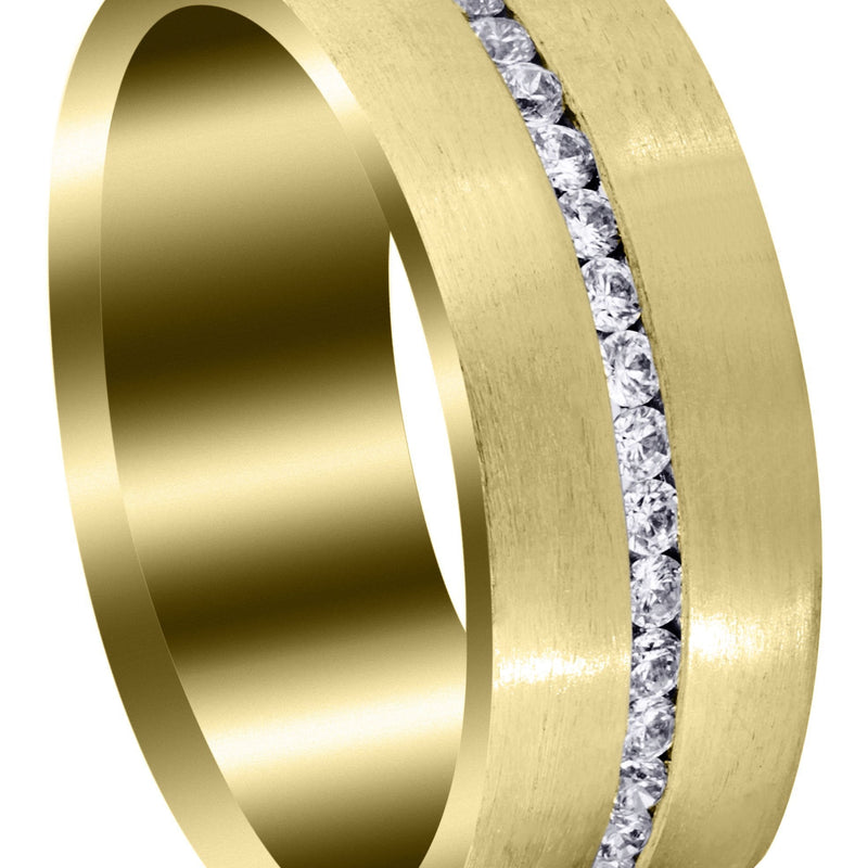 Yellow Gold Diamond Mens Wedding Band | 1.41 Carats | Satin Finish (Russell)