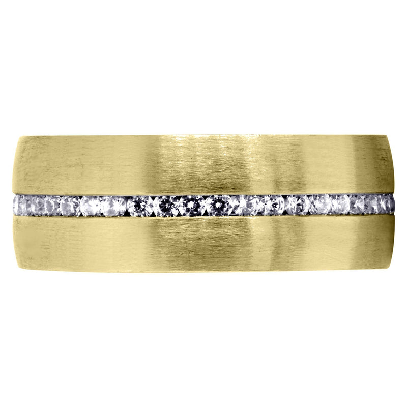 Yellow Gold Diamond Mens Wedding Band | 1.41 Carats | Satin Finish (Russell)