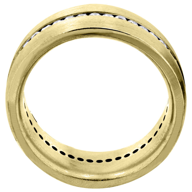 Yellow Gold Diamond Mens Wedding Band | 1.41 Carats | Satin Finish (Russell)