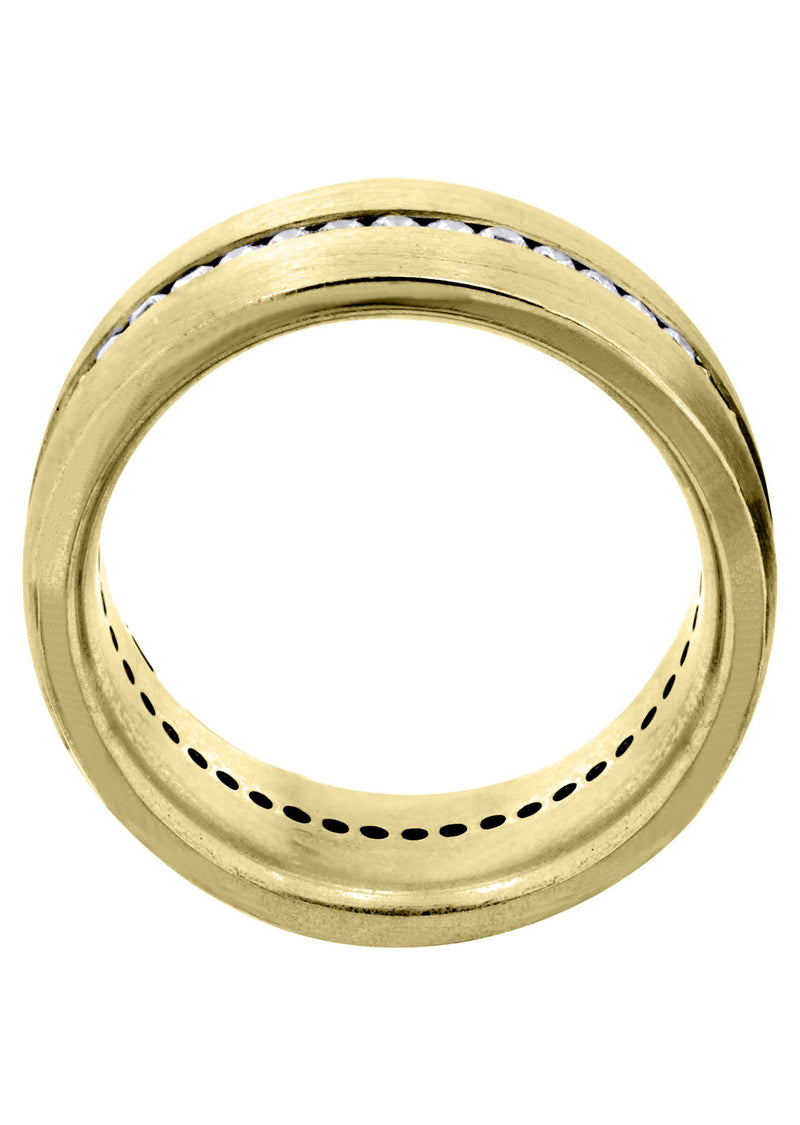 Yellow Gold Diamond Mens Wedding Band | 1.41 Carats | Satin Finish (Russell)